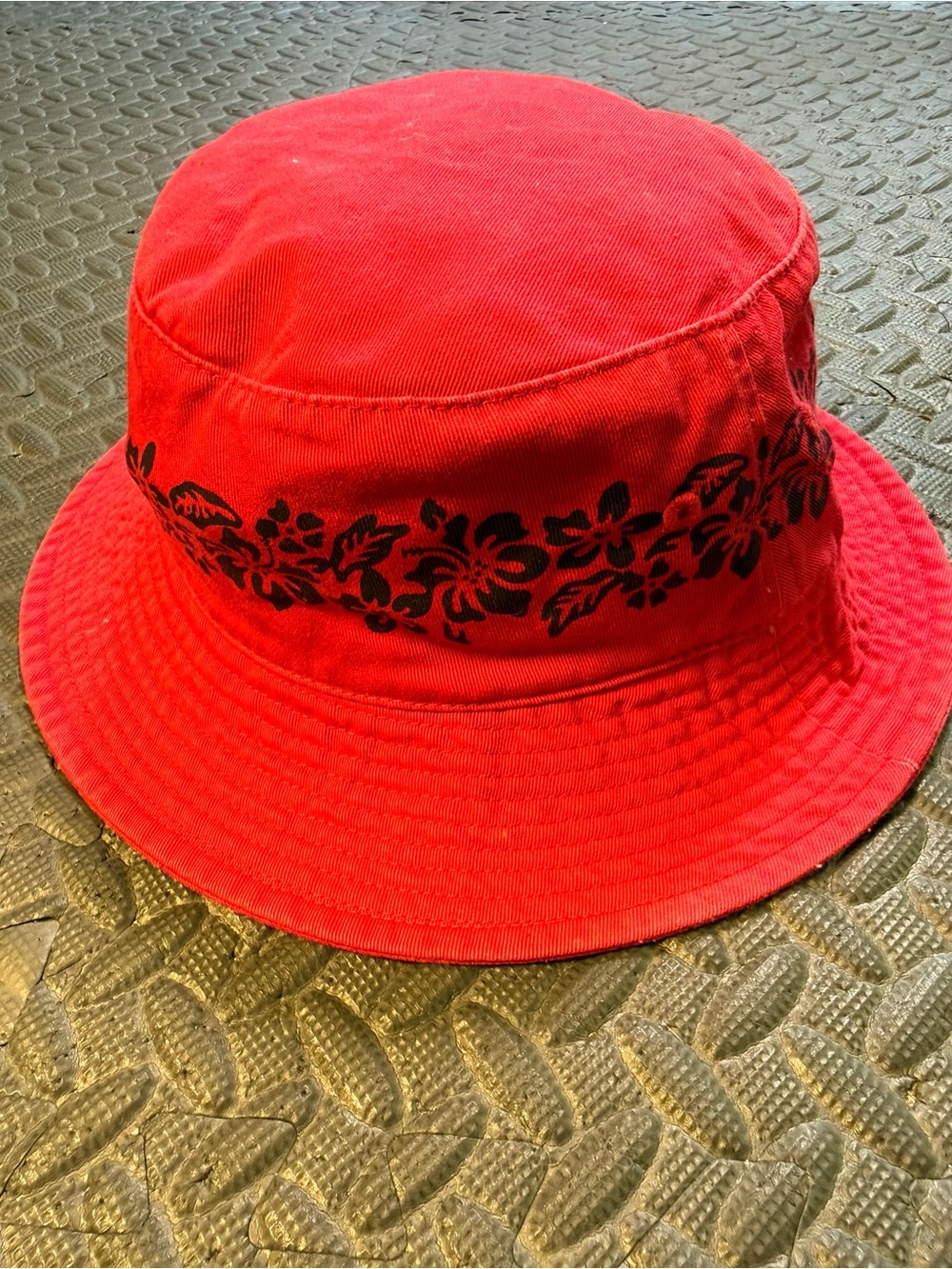 Dorfman Pacific Red Floral Cotton Bucket Hat Size M Boho Y2K